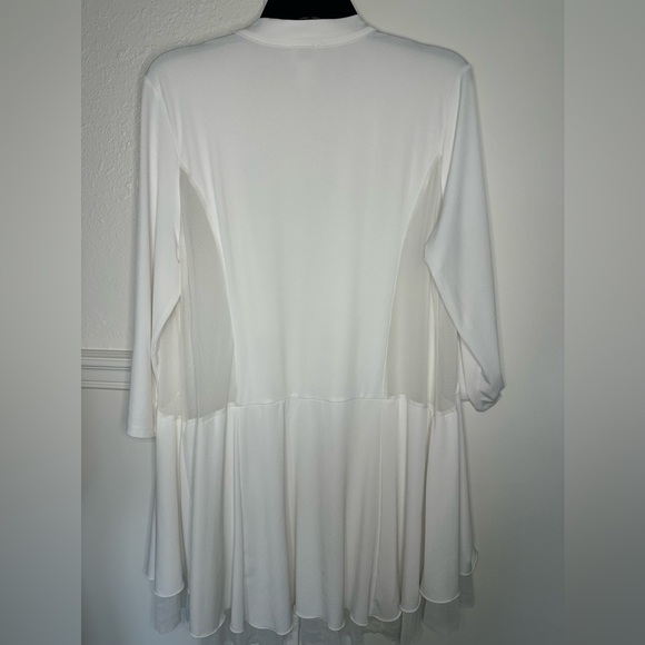 Chico’s Women’s Open Drape White Windowpane Mesh Cardigan Sz 2 Large - Picture 4 of 8